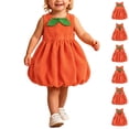 thumbnail image 1 of YUNLIUU Toddler Girl Pumpkin Dress Sleeveless Pumpkin Outfit Kids Dress up Halloween,4-5 Years,Orange-7, 1 of 5