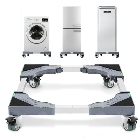 YUNMEIYI AAdjustable Furniture Dolly with 4 Dual-Locking Wheels, Universal Washing Machine Base Stand, Square Appliance Mover for Refrigerator, Mini-Fridge, Washer & Dryer, Moving Cart