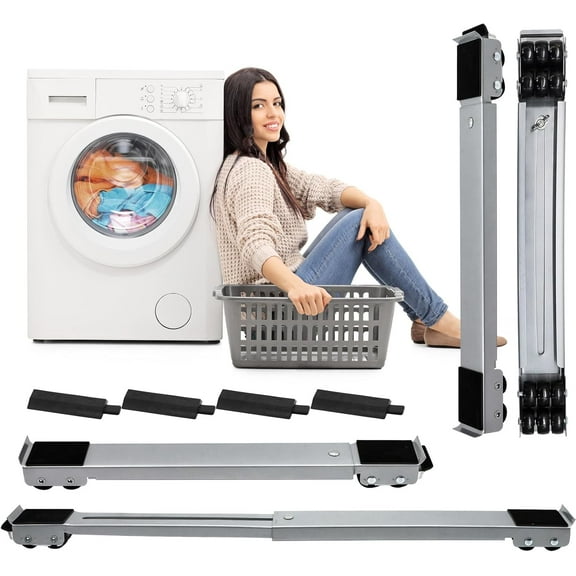 YUNMEIYI Extendable Furniture Appliances Rollers, Mover Tools with 24 Roller & Brake Equipment for Heavy Washing Dryer Machine Refrigerator for Mobile Wheels Strong Base Stand Hold Up to 660 lb