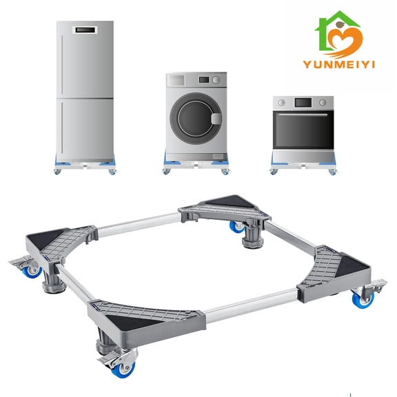 YUNMEIYI Fridge Stand Furniture Dolly Mobile Roller with 4 Locking Wheels-Base Adjustable Refrigerator Washing Machine Stand Moving Cart- Appliance Dolly Cart Roller Pedestal