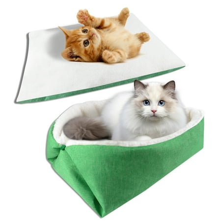 YUNNARL Cat Bed, Cat Bed for Outdoor Cats, Cat Mat, Pet Bed for Cats, Small Dogs, Washable, Green
