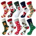 thumbnail image 1 of ​YUNOVA 10 Pairs Bulk Christmas Socks for Women Men, Assorted Holiday Novelty Crew Socks with Santa Snowman Tree, Soft Xmas Stocking Stuffers Gifts for Adults Family, 1 of 4
