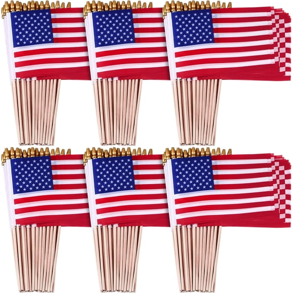 YUNOVA 100Pack Professional Grade American Flags - Heavy Duty 4x6 Inch Tear-Proof Outdoor Flags with Dirt-Resistant Coating，Ideal for Large Events, Stadiums & Long-Term Commercial Use