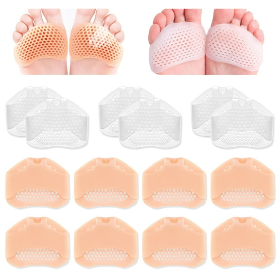 YUNOVA 14 Pack Gel Metatarsal Pads, Ball of Foot Cushion for Shoes, Breathable Forefoot Support Pads, All-Day Comfort for High Heels, Boots & Work Shoes, Reusable Foot Pads