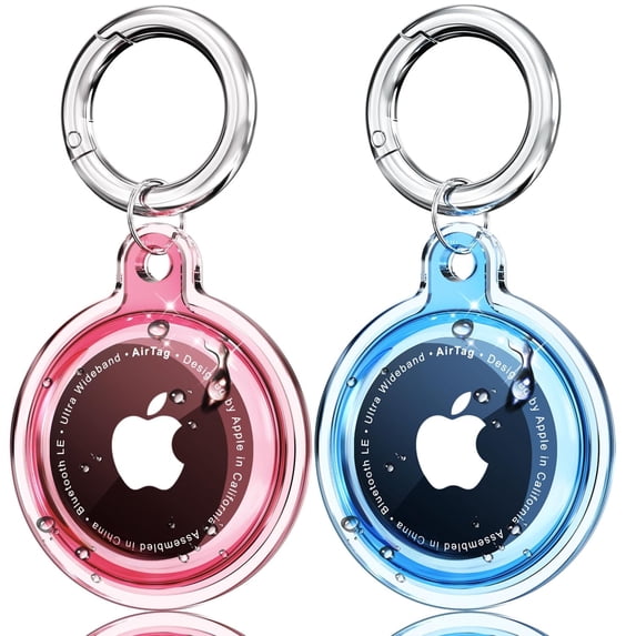YUNOVA 2 Pack IPX8 Waterproof AirTag Case with Keychain​ - Secure Tracker Cover Compatible with Apple AirTag for Luggage, Keys, Pet Collars