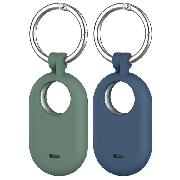 YUNOVA 2 Pack Samsung SmartTag2 Protective Case - Flexible Silicone Cover with Metal Keyring | Dustproof Tracking Holder for Travel, Pets, Valuables