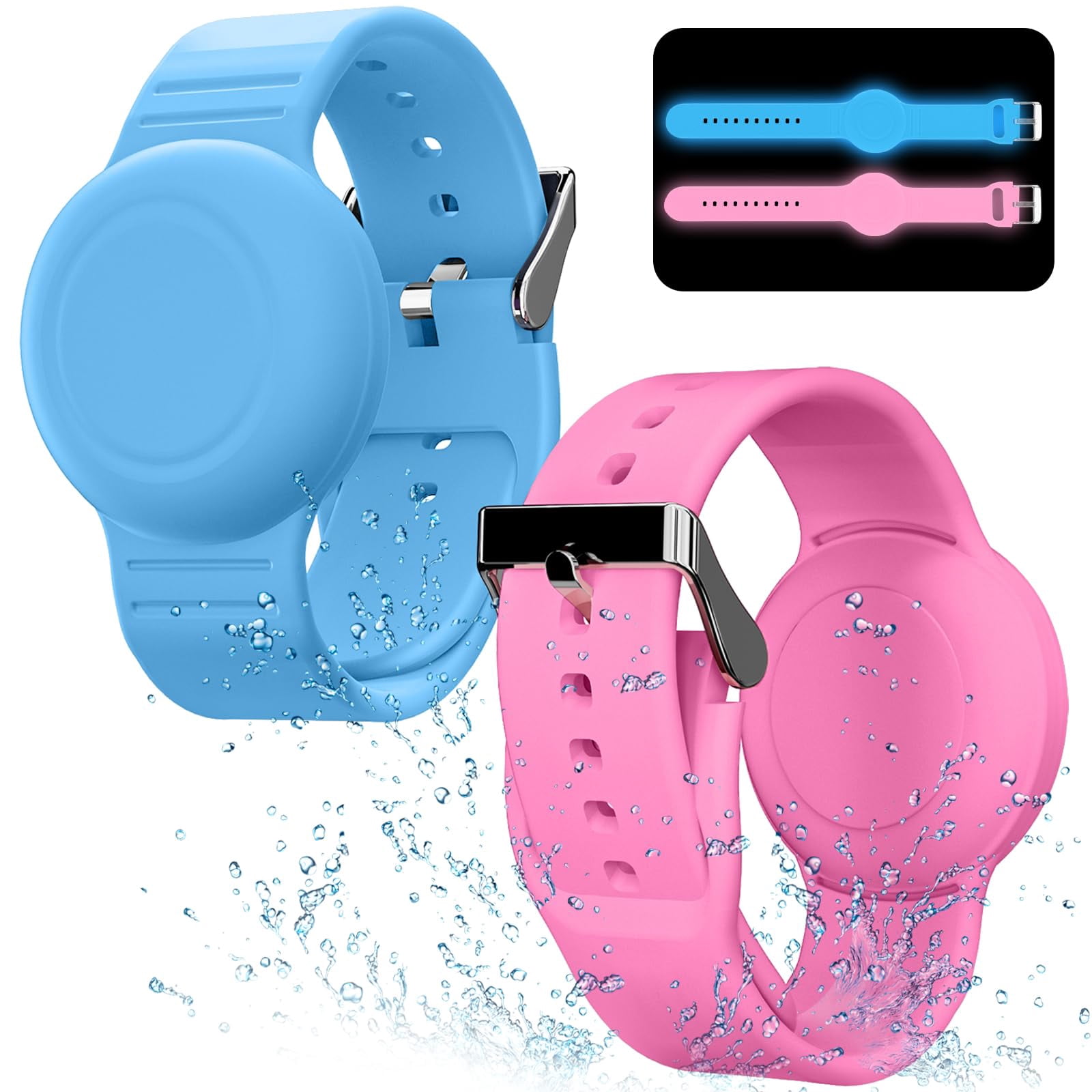 YUNOVA 2 Pack Waterproof AirTag Bracelet for Kids, Adjustable Soft ...