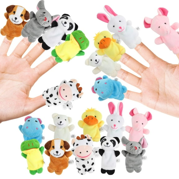 YUNOVA 20 Pack Jumbo Animal Finger Puppets Set for Preschoolers, Soft Plush Educational Toys, Perfect for Classroom Activities, Birthday Party Favors, Motor Skills Development