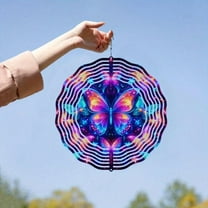 YUNOVA 3D Butterfly Wind Spinner for Yard, 10 Inch Metal Wind Spinner Garden Decor, Kinetic Spinning Outdoor Decorations with Spinfinity Motion, Weather Resistant Art for Patio, Lawn, Gift