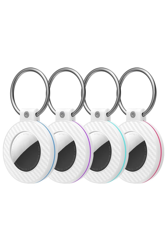 4 Pack AirTag Case, Safety Lock IP67 Waterproof Protective Cover with Keychain Compatible with Apple AirTag for Keys Bags Pets