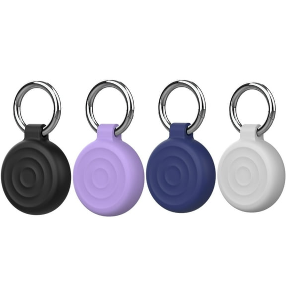 YUNOVA 4 Pack AirTag Case Waterproof Holder - IP68 Dustproof Shockproof Silicone Cover, Secure Keychain Companion for Luggage, Backpack, Keys, Pets (Compatible with Apple AirTag)​