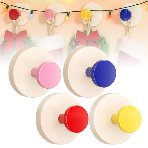 YUNOVA 4 Pack Heavy Duty Suction Cup Hooks, No Drill Clear Wreath Hangers for Glass Door, 11 LBS Vacuum Hooks for Christmas Decorations, Bathroom Shower Towel Hooks, Reusable & Waterproof