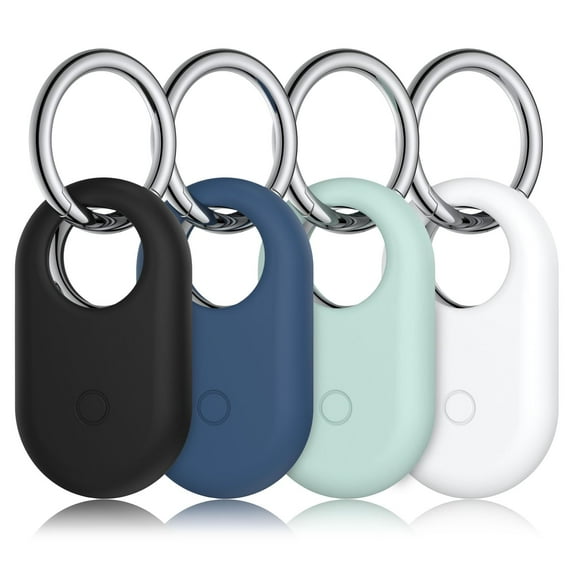 YUNOVA 4 Pack Samsung Galaxy SmartTag2 Case Protective Cover, Shockproof Silicone Skin with Carabiner Key Ring, Anti-Slip Grip & Precise Cutouts for Smart Tag2 Tracking Device Accessories