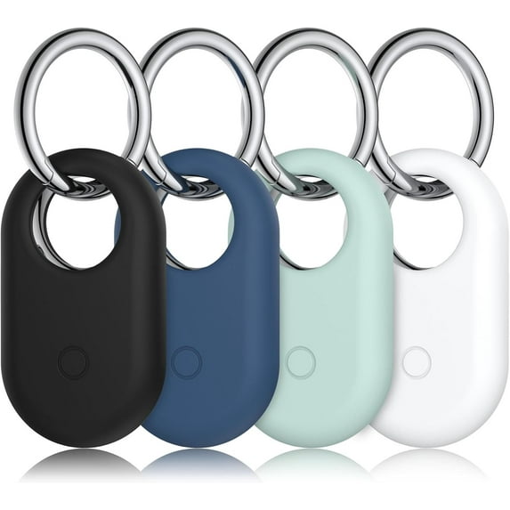 YUNOVA 4 Pack Samsung Galaxy SmartTag2 Case Protective Cover, Shockproof Silicone Skin with Carabiner Key Ring, Anti-Slip Grip & Precise Cutouts for Smart Tag2 Tracking Device Accessories