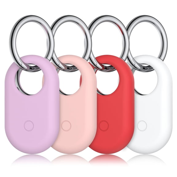 YUNOVA 4 Pack Samsung Galaxy SmartTag2 Case Protective Cover, Shockproof Silicone Skin with Carabiner Key Ring, Anti-Slip Grip & Precise Cutouts for Smart Tag2 Tracking Device Accessories