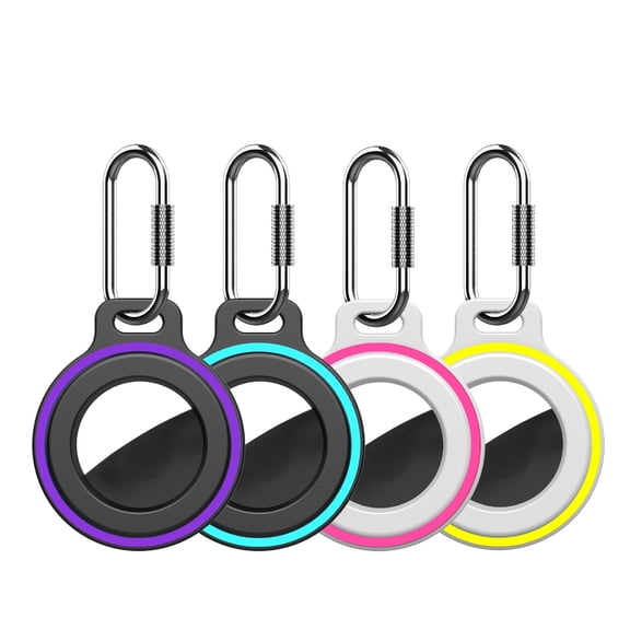 YUNOVA 4 Pack Waterproof AirTag Case with Carabiner, Rotating Lock Full Protection AirTag Holder, Compatible with Apple AirTag for Keys Luggage Pet