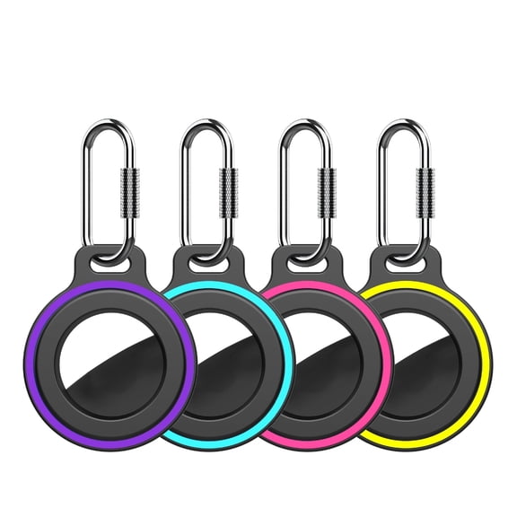 YUNOVA 4 Pack Waterproof AirTag Case with Carabiner, Rotating Lock Full Protection AirTag Holder, Compatible with Apple AirTag for Keys Luggage Pet