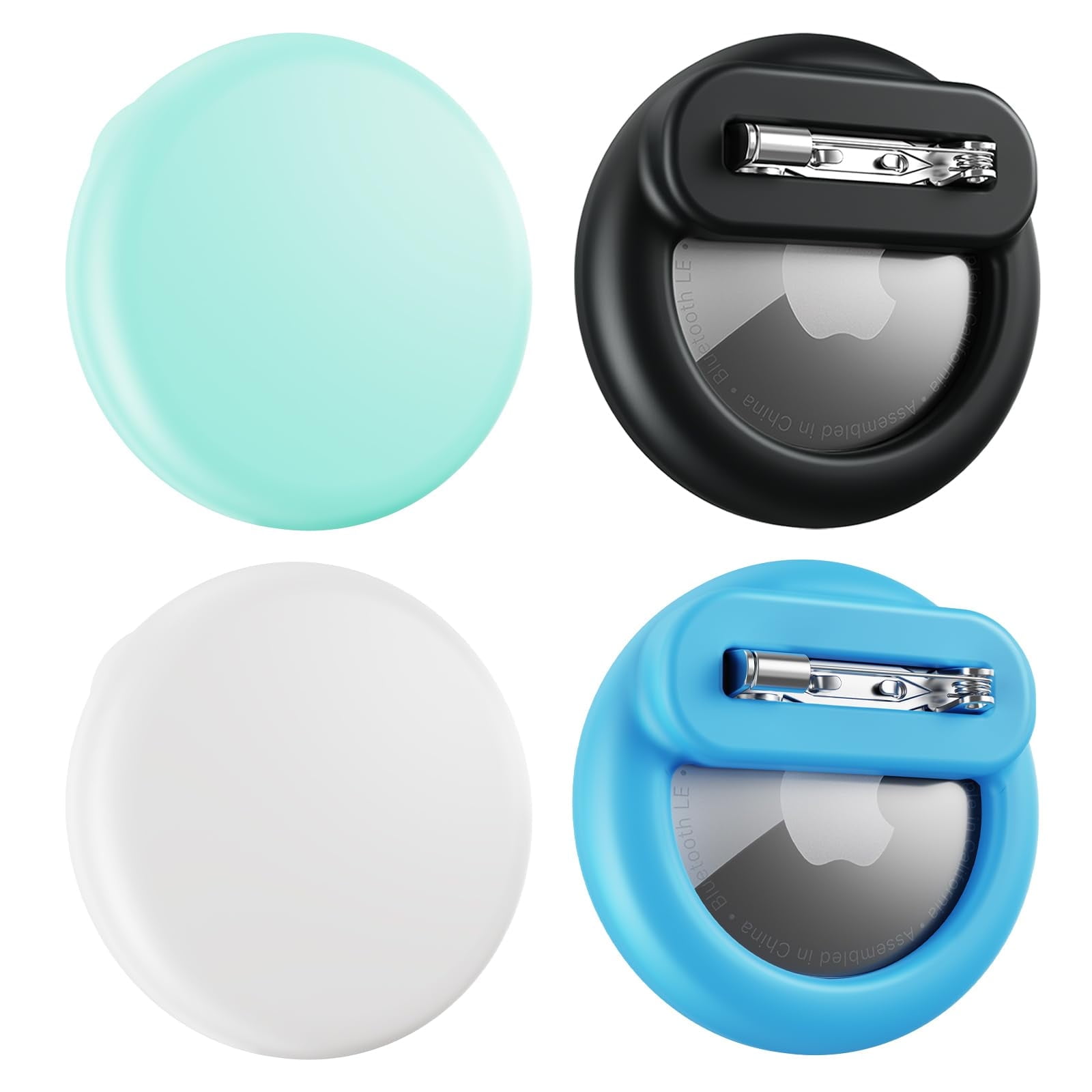 Confezione Da 4 Custodie In Silicone Per AirTag Nascosto – Anti-rimozione, Adatte A Bambini, Anziani, Zaini E Bagagli (nero, Bianco, Blu, Arancione)
