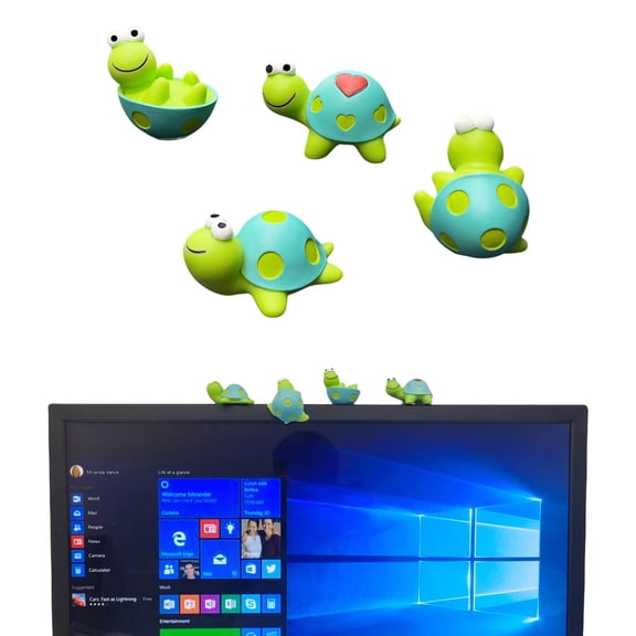 YUNOVA 4 Pcs Turtle Figurines, Cute 3D Resin Desk Decor for Computer Monitor & Car Dashboard, Funny Animal Statue Set for Office, Workspace, Shelf & Home Decor