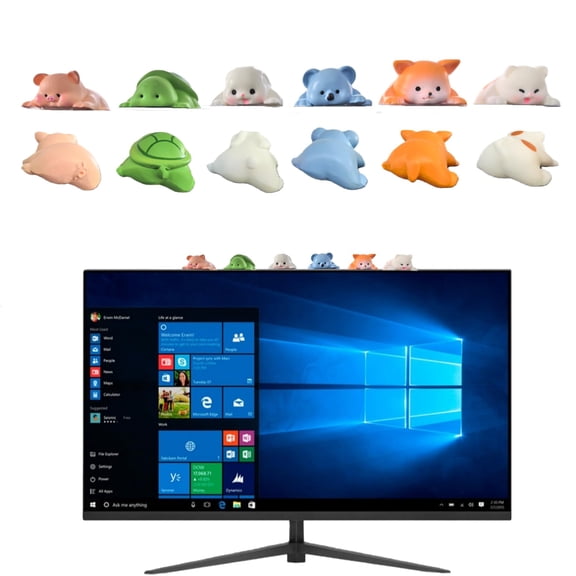 YUNOVA 6 Pcs Peeking Animal Figurines, Cute 3D Resin Decor for Computer Monitor & Car Dashboard, Adhesive Mini Statue Set for Desk, Shelf, TV, Office & Home Decor