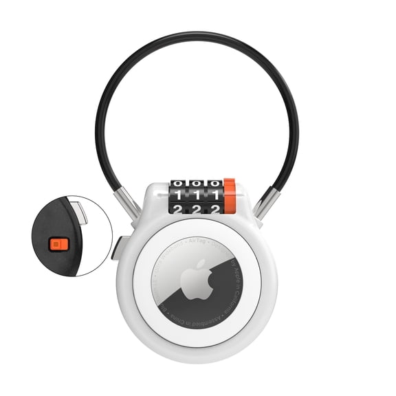 YUNOVA AirTag Holder with Combination Lock & Steel Cable, Secure Anti-Theft Locking Case Compatible with Apple AirTag for Luggage, Backpack, Suitcase, Pet Collar, Keychain, Travel, Gym Locker