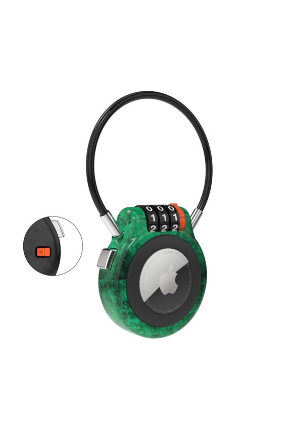 AirTag Holder with Combination Lock & Steel Cable, Secure Anti-Theft Locking Case Compatible with Apple AirTag for Luggage, Backpack, Suitcase, Pet Collar, Keychain, Travel, Gym Locker