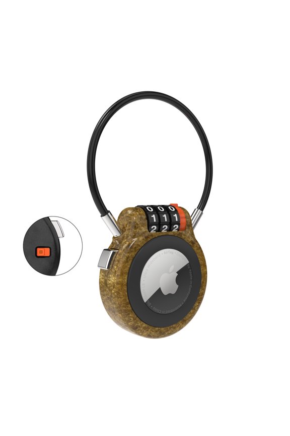 AirTag Holder with Combination Lock & Steel Cable, Secure Anti-Theft Locking Case Compatible with Apple AirTag for Luggage, Backpack, Suitcase, Pet Collar, Keychain, Travel, Gym Locker