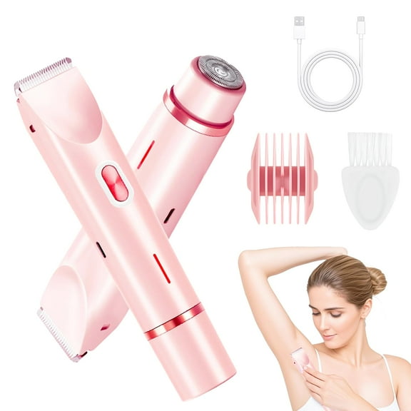 YUNOVA Bikini Trimmer for Women, Bikini Shaver, 2 in 1 Electric Razors for Silk Skin,IPX7 Waterproof & Easy Cleaning, Ceramic Blade, 120 Min Cordless Runtime, Ultra Low Silent
