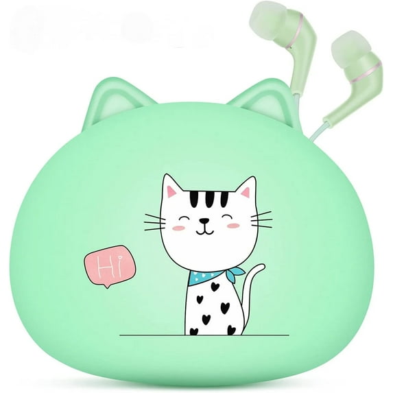 YUNOVA Cat Ear Headphones for Kids - Cute Donut Design Wired Earbuds with Mic, 6 Candy Colors & Storage Case, Ergonomic Fit for School, Gaming, Online Learning