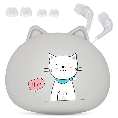 YUNOVA Cat Ear Headphones for Kids - Cute Donut Design Wired Earbuds with Mic, 6 Candy Colors & Storage Case, Ergonomic Fit for School, Gaming, Online Learning