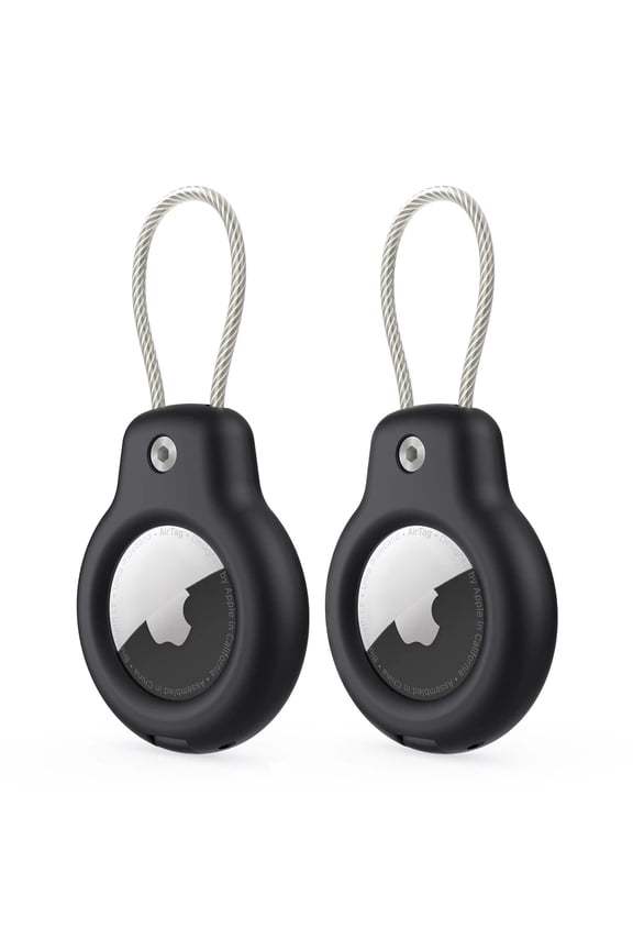 Compatible withAirTag Secure Holder with Wire Cable, 2 Pack Air Tag Lock Case Keychain Key Ring Key Chain Luggage tag for Keys, Luggage & More Men Women's Keyrings & Keychains