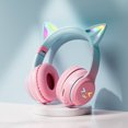 thumbnail image 1 of YUNOVA Foldable Cat Ear Wireless Bluetooth Headphones with LED Breathing Lights, Compatible with iPhone iPad Android Smartphones Tablets, Ideal for Kids Study, Online Classes, Back to School Gifts, 1 of 9