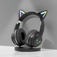 thumbnail image 1 of YUNOVA Foldable Cat Ear Wireless Bluetooth Headphones with LED Breathing Lights, Compatible with iPhone iPad Android Smartphones Tablets, Ideal for Kids Study, Online Classes, Back to School Gifts, 1 of 9
