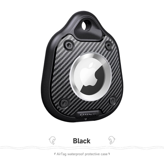 YUNOVA IP67 Waterproof AirTag Case, Carbon Fiber Texture 4-Screw Lock Protective Holder, Compatible with Apple AirTag, Shockproof for Keys Pet Collar Luggage