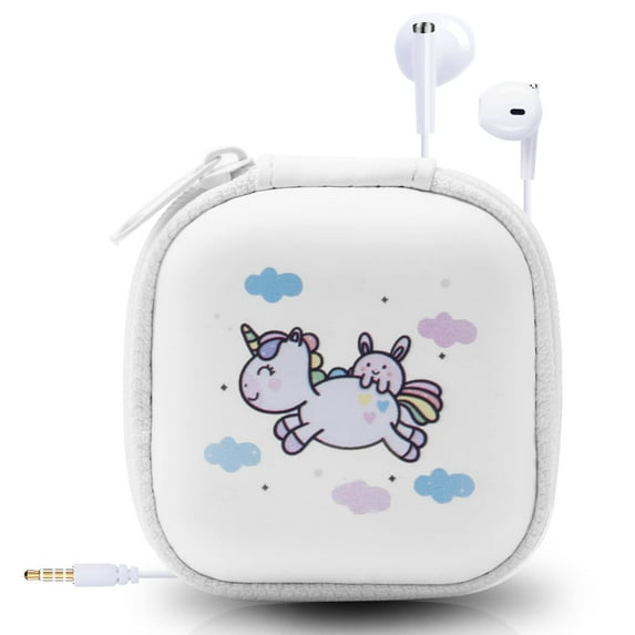 YUNOVA Kids Unicorn Earbuds with Cute Storage Case, Lightweight Wired Headphones with Mic & Control, Compatible with Smartphones/Tablets for E-Learning & Games, Perfect Gift for Children