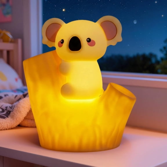 YUNOVA Koala Silicone Rechargeable Night Light for Kids, Touch Control, 7 Color Effects, 30-Min Timer, USB Charging, Nursery & Bedroom Lamp