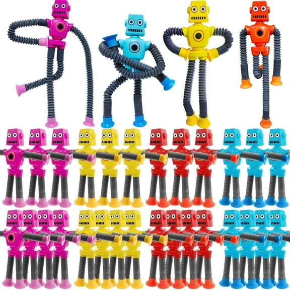 YUNOVA Mega 32pk Robot Pop Tube Bundle - Extra-Thick Sensory Toys for Autism & ADHD, School/Clinic Bulk Therapy Toys, BPA-Free Durable Fidgets with Tactile Stimulation (Ages 3-14)