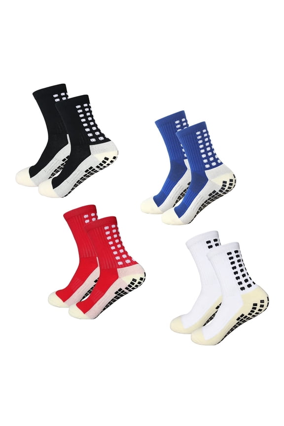 Men's grip Socks Soccer Non Skid Ball Socks Anti Slip Non Slip Grip Pads for Football Basketball Sports Grip Socks, 4 Pair