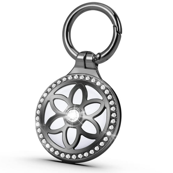 YUNOVA Metal AirTag Holder Keychain with Rhinestones - Shockproof Airtag Case for Apple AirTag, Diamond Airtag Accessories for Wallet/Purse/Dog Collar/Keys/Luggage Tracking (AirTag Not Included)