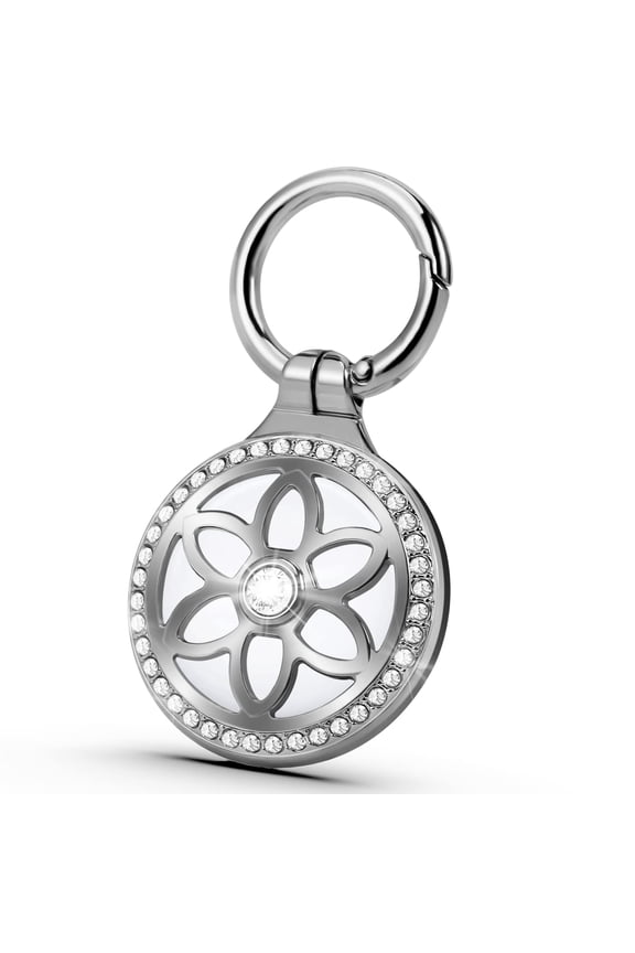 Metal AirTag Holder Keychain with Rhinestones - Shockproof Airtag Case for Apple AirTag, Diamond Airtag Accessories for Wallet/Purse/Dog Collar/Keys/Luggage Tracking (AirTag Not Included)