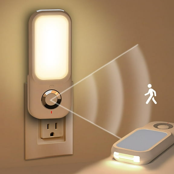 YUNOVA Motion Sensor Night Light with Flashlight, Plug-in Wall Dual Charging & No Wasted Outlet, Adjustable Brightness & Smart Detection for Bedroom, Stairs, Hallway