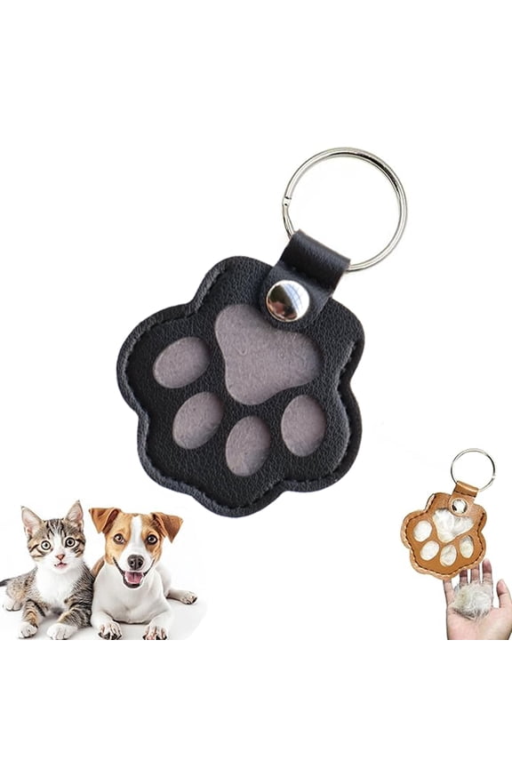 Pet Fur Keychain with Photo Slot, Paw Print Memorial Keepsake Keychain, Refillable Pet Hair Collector for Keys, Gift for Pet Owners Who Lost a Dog or Cat