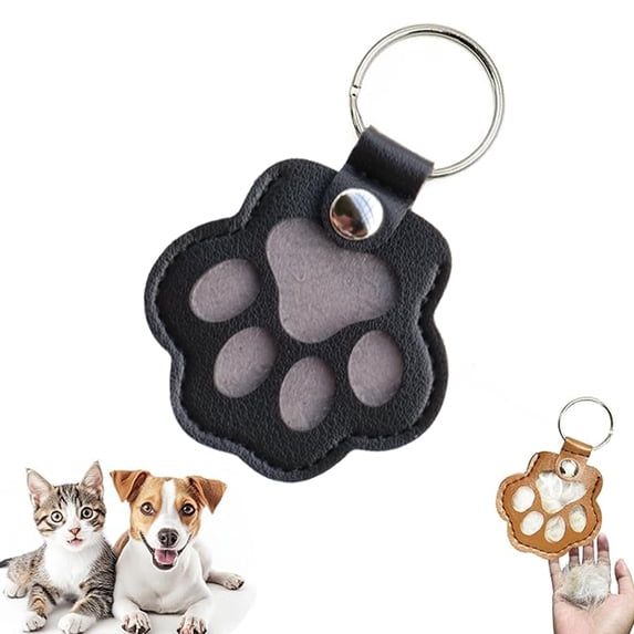 YUNOVA Pet Fur Keychain with Photo Slot, Paw Print Memorial Keepsake Keychain, Refillable Pet Hair Collector for Keys, Gift for Pet Owners Who Lost a Dog or Cat