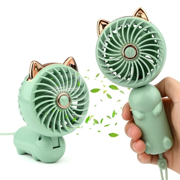YUNOVA Portable Foldable USB Rechargeable Desk Fan with 8200 RPM 3-Speed Settings, Cute Cat Ear Design Personal Cooling Fan for Women/Kids Travel, Outdoor, Office & Home Use