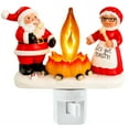 thumbnail image 1 of YUNOVA Santa Claus & Mrs. Claus Campfire Night Light, Plug-in Christmas Decor with Flickering Flame, Swivel Outlet Design for Indoor Holiday Decorations, Warm Festive Glow, 1 of 1