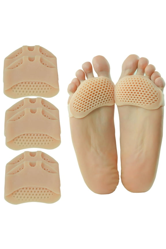 Soft Gel Metatarsal Pads 6 Pack, Ball of Foot Cushions for Women & Men, Non-Slip Foot Pads for Shoes, Callus Relief & Forefoot Support, High Heel Insoles for All-Day Comfort