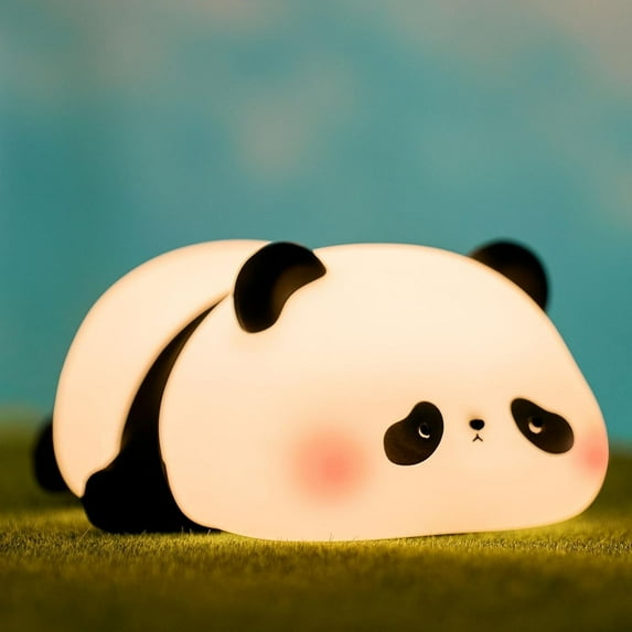 YUNOVA Squishy Panda Night Light - Adorable Nursery Decor with Auto-Off Timer, Dimmable Bedside Lamp for Kids & Adults, BPA-Free College Dorm Lighting & Unique Housewarming Gift (Panda)