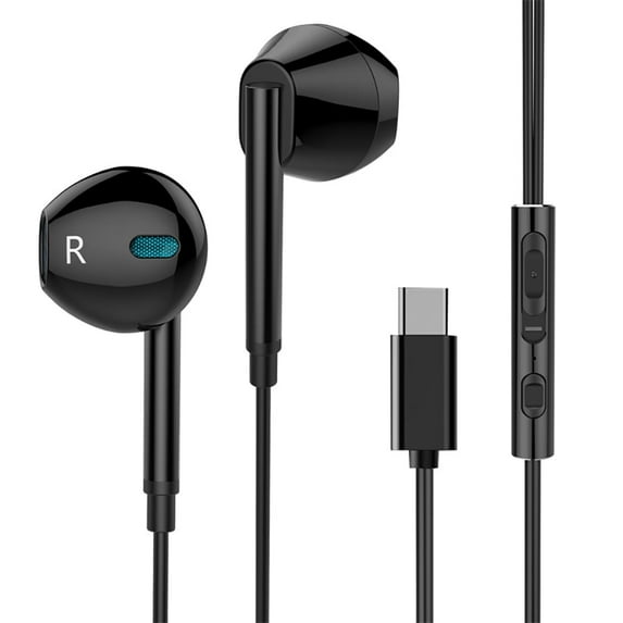 YUNOVA USB C Wired Headphones with Microphone, Type C Earbuds for iPhone 16/15, iPad Pro, MacBook, Samsung Galaxy, Google Pixel, Lenovo, Dell, Wired Earphones with Volume Control