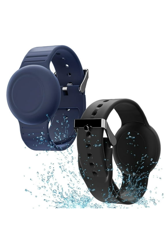 Waterproof Air Tag Bracelet for Kids 2 Pack, Soft Silicone Air Tag Hidden Wristband Kids, Lightweight GPS Tracker Compatible withAirTag Watch Band for Child
