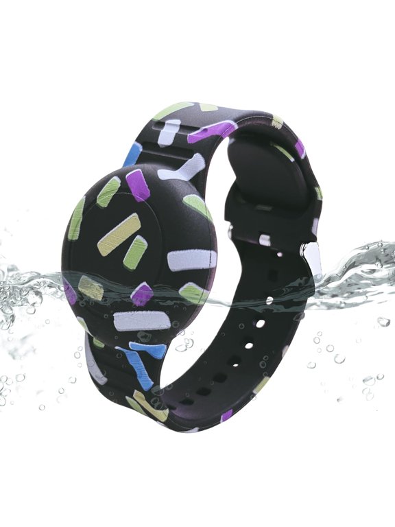 Waterproof AirTag Bracelet for Kids, Hidden Printed Wristband forAir Tag, Silicone AirTag Holder GPS Tracker Case for Band for Child Toddler, Secure Anti-Lost Protection
